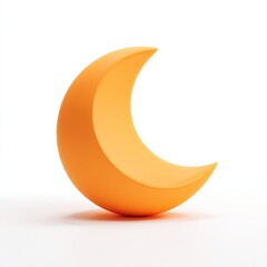 Orange Crescent Moon 3D Render on White Background