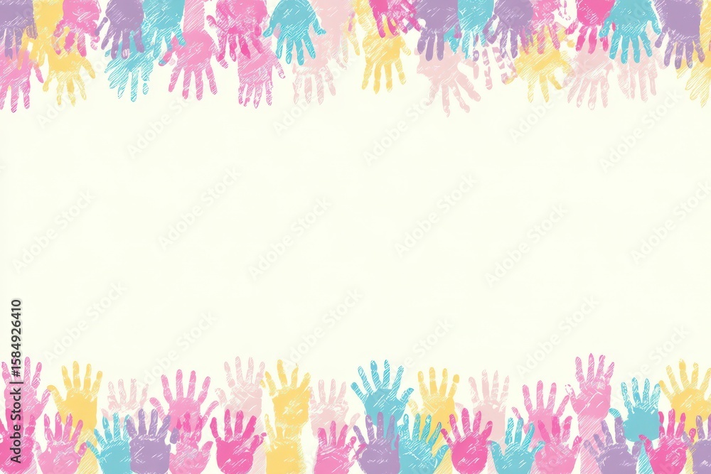 Aufkleber colorful handprints in varying shades representing unity diversity and creativity create a vibrant a