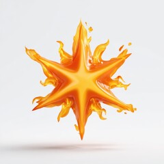 Orange Liquid Starburst Splash on White Background