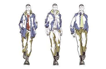 Fashion man. Sketch of a fashion man in a stylish clothes on a white background. Sale concept. Street style