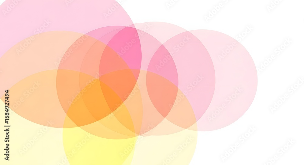 Poster overlapping translucent circles of varying colors creating a soft, abstract composition