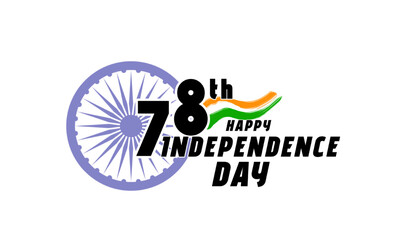 78th independence day india greeting with ashoka chakra and tricolor wave