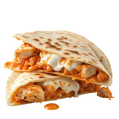 Delicious chicken quesadilla with melted cheese and spicy flavor in a warm tortilla wrap photo
