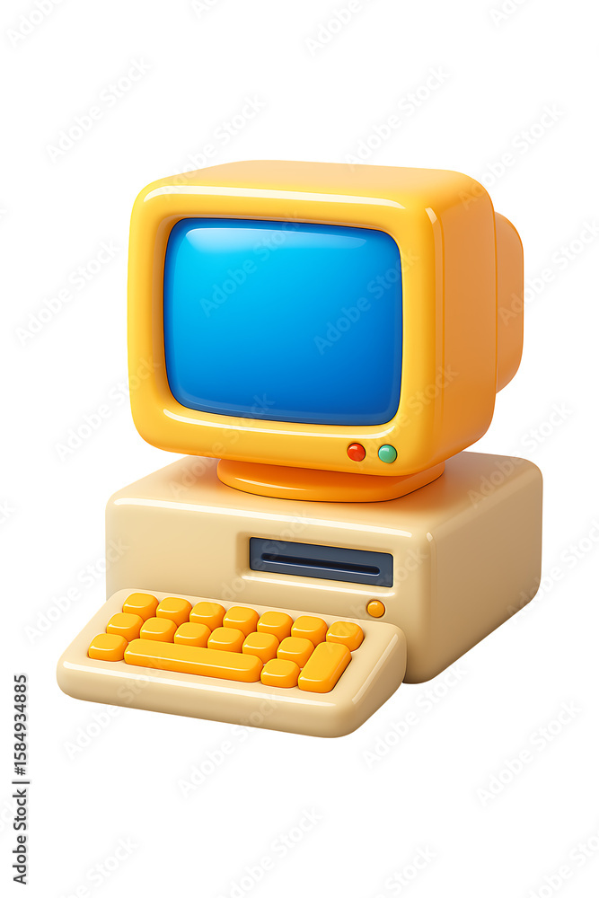 Poster 3d retro computer icon isolated on a transparent background