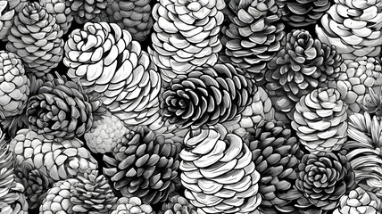 Stacked Pine Cones Doodle Illustration &ndash; Seamless Pattern Background
