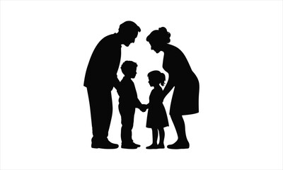 Happy family together silhouette
