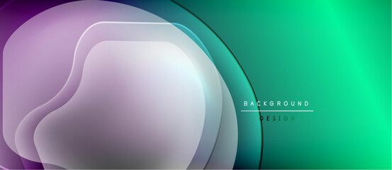 Abstract flowing shapes, vibrant gradients. Purple, teal hues dominate design. Modern background suitable for digital projects.