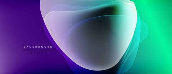 Abstract fluid shapes blend purple, teal hues. Gradient colors create dynamic visual effect. Modern background design element.
