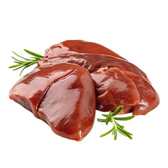 Fresh raw liver slices with herbs for healthy cooking and nutritious culinary ingredient ideas