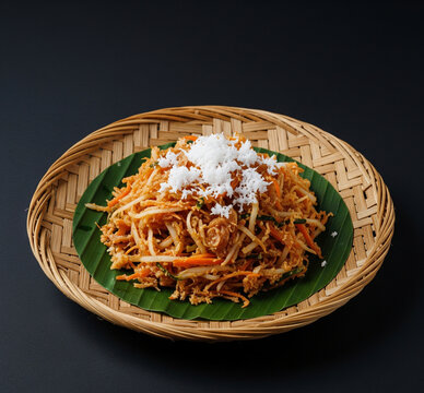 Indonesian food, urab (mixed vegetables with seasoned grated coconut) 