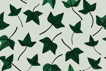 seamless pattern of ivy leaves in minimal black l