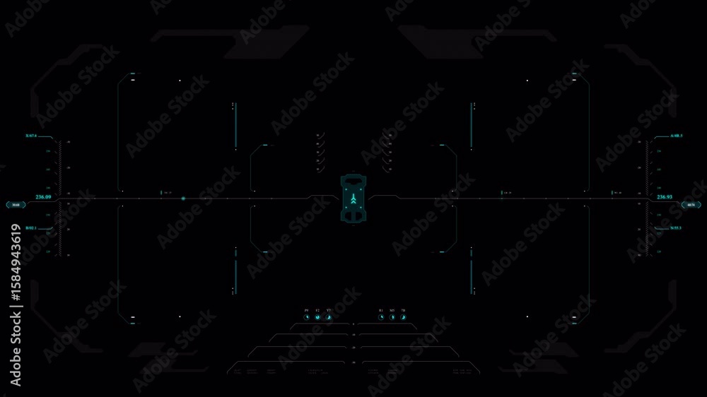 Aufkleber futuristic heads-up display interface with digital data and glowing blue elements