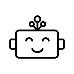 Chatbot icon. Support bot. robot with headset. The symbol of an instant response from the support service. Vector illustration isolated on white background. Editable stroke. vector eps 10
