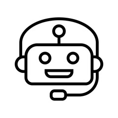 Chatbot icon. Support bot. robot with headset. The symbol of an instant response from the support service. Vector illustration isolated on white background. Editable stroke. vector eps 10