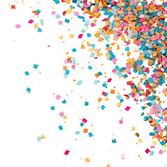 Colorful confetti explosion on a black background for festive party celebrations and events