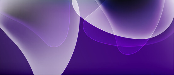 Abstract swirls, purple hues dominate. Soft gradients create flowing shapes, minimalist design. Smooth textures suggest movement, elegant composition.