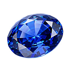 Brilliantly cut round blue sapphire gemstone reflecting light on dark background royalty free