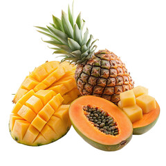 Fresh tropical fruits including pineapple mango and papaya for healthy diet and culinary delight