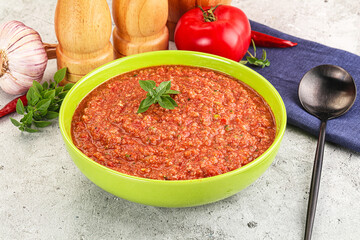 Cold vegan tomato soup Gazpacho