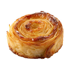 Delicious flaky pastry spiral showcasing artisan baking with sweet golden brown layered crust
