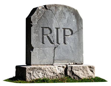 Broken Weathered Gravestone with Rest In Peace Carving Halloween Theme PNG