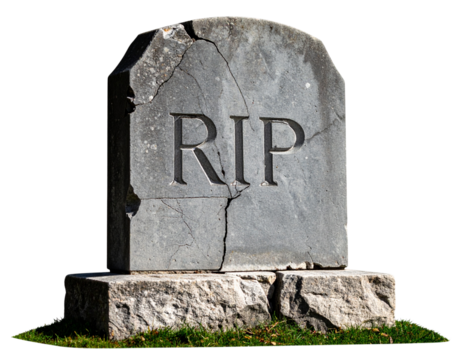 Broken Weathered Gravestone with Rest In Peace Carving Halloween Theme PNG