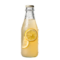 Refreshing lemon soda bottle with citrus slices and fizzy drink perfect for hot summer days
