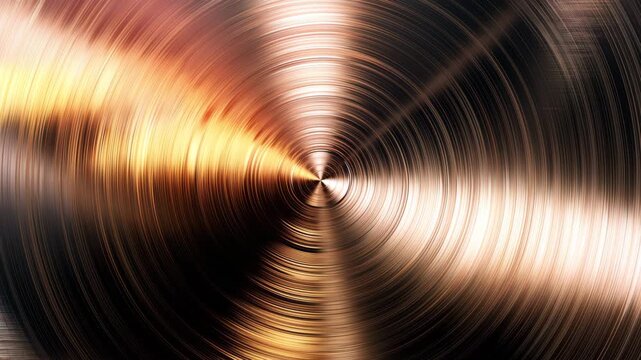 Swirling Golden Metal Texture with Radial Brushed Finish and Light Reflections
