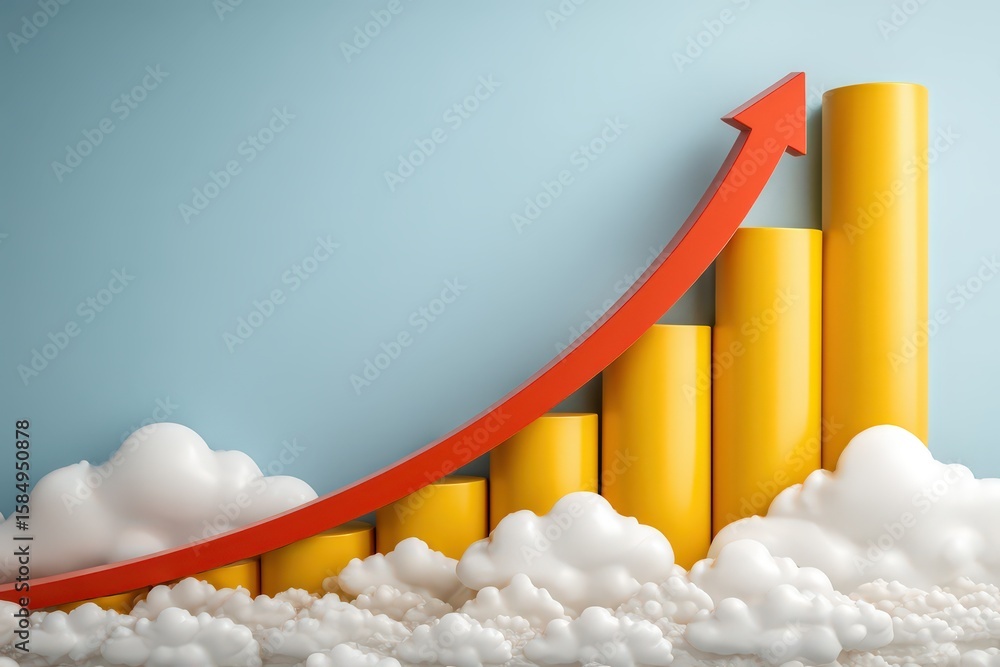 Aufkleber dynamic upward trajectory of yellow bar graph symbolizing growth and achievement contrasted against 