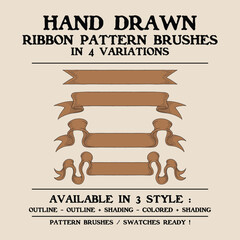 Retro ribbon vector brushes for Illustrator &ndash; pattern brush set