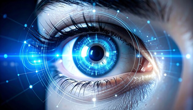 Close-up of eye with digital overlay