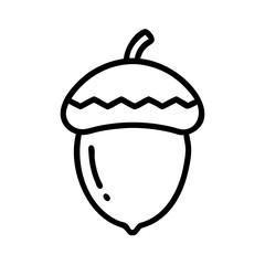 Acorn outline drawing with detailed cap and smooth surface  