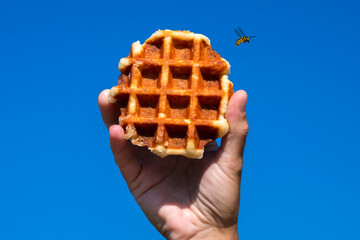 Fountain spraying water during heat wave in Alsace village during summer