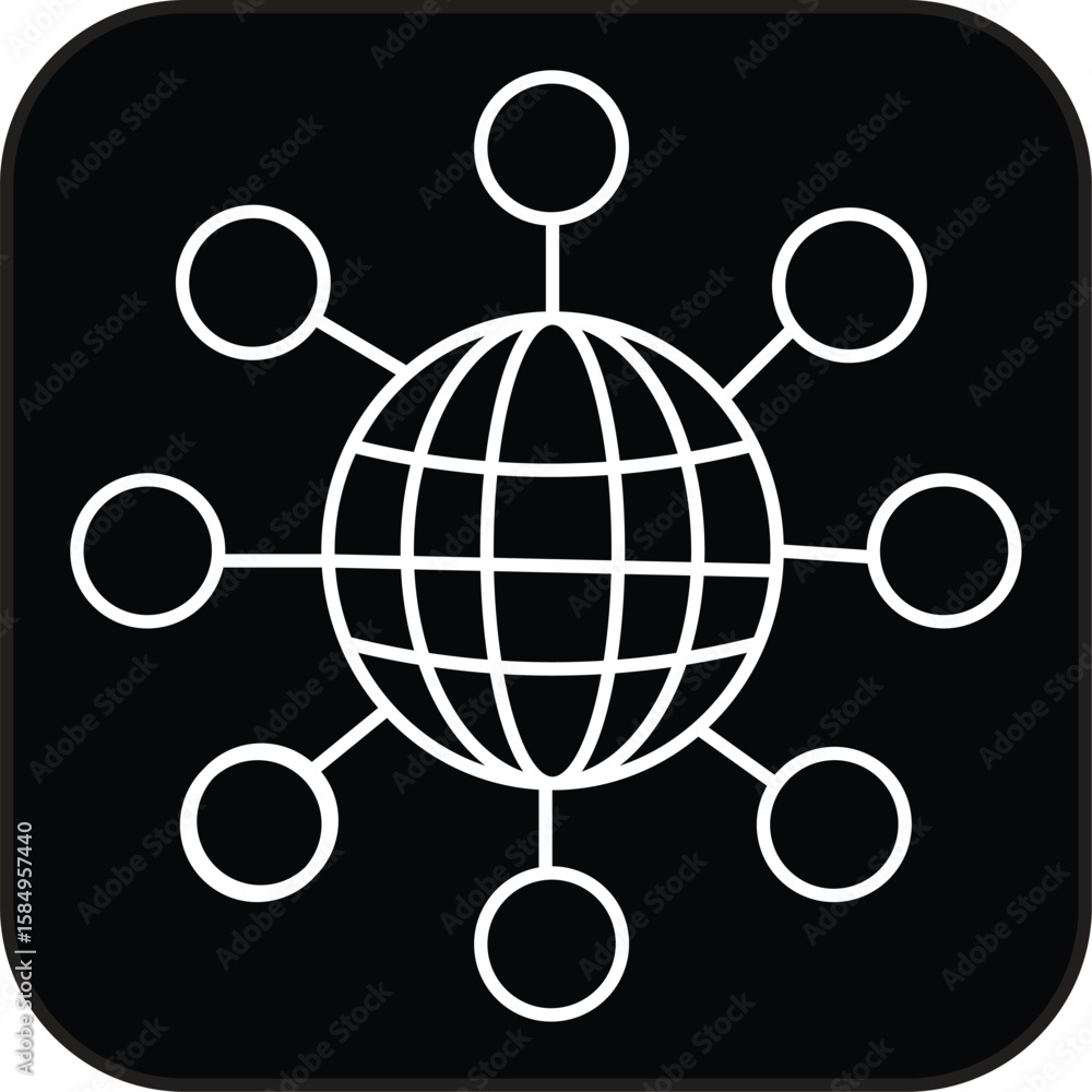 Poster global connectivity icon: a striking digital icon representing the world linked by a network, visual