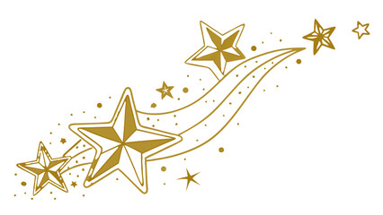 Golden Christmas star ornament on white background for festive holiday season decoration
