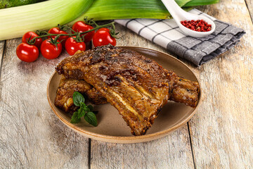 Tasty roasted pork ribs with spices