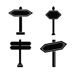 Street sign Black Silhouette Vector Collection Clean Editable Icons for Commercial Use