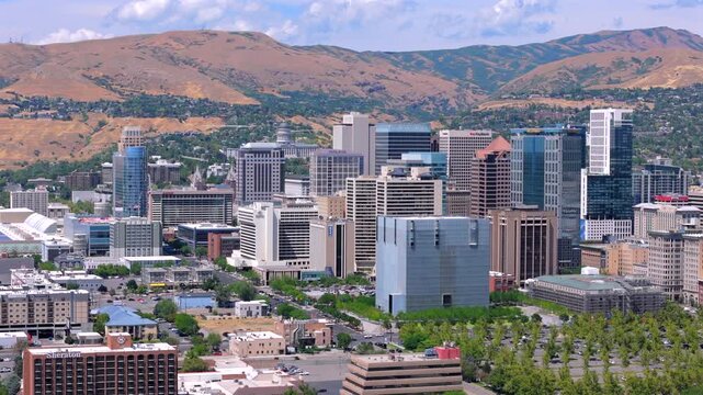 Aerial photography beautifully captures breathtaking shots of Salt Lake Citys vibrant skyline, showcasing stunning architecture that stands in contrast to the majestic surrounding mountains