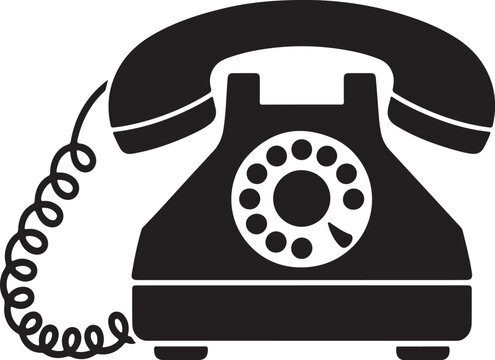 Vintage rotary dial telephone with coiled cord silhouette