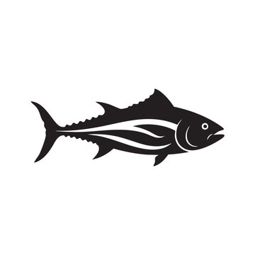 Black tuna fish silhouette isolated on white background