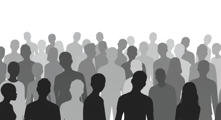 Naklejka premium A diverse crowd of business people, a symbol of teamwork and community, stand together in silhouette, illustrating leadership and success