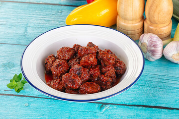 Minced meef meatball with tomato sauce