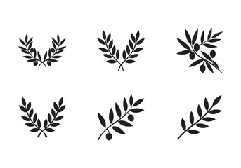 olive branches silhouette vector illustration

