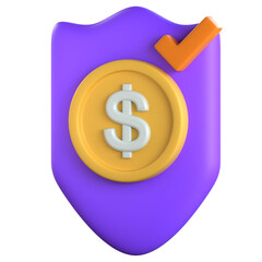 Money Protection 3D Icon Colorful Design