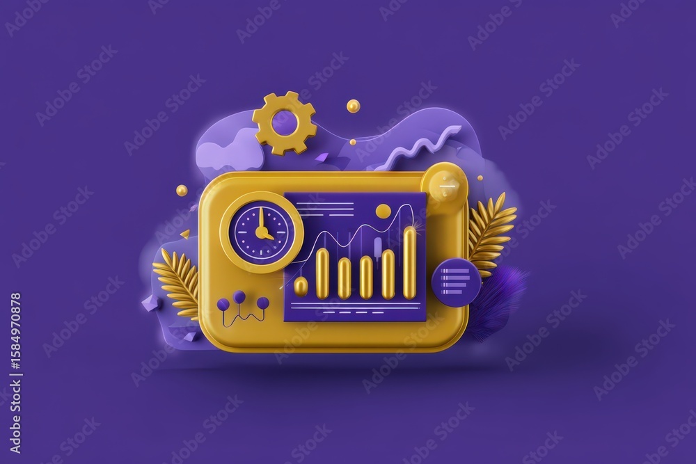 Poster creative 3d illustration of a business dashboard with dynamic charts showing performance analytics a