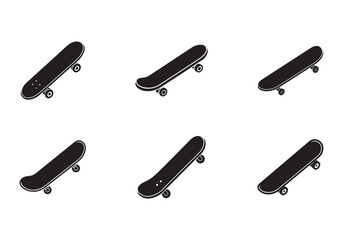 set of skateboard icon silhouette vector illustration