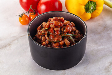 Black eye beans wutg tomato sauce