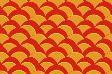 Fototapeta premium Seamless red heart wave pattern vector illustration for vintage fabric and paper decor