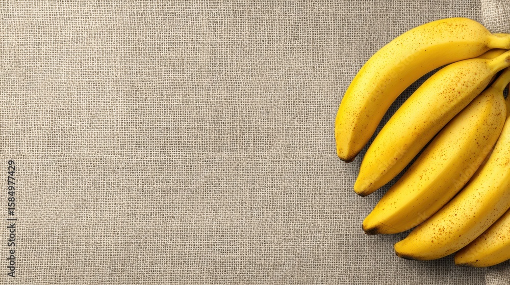 Aufkleber ripe bananas on linen fabric with a neutral palette creating a calm atmosphere in a minimalist setti