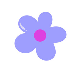 Cute Simple Purple Blue Flower Illustration